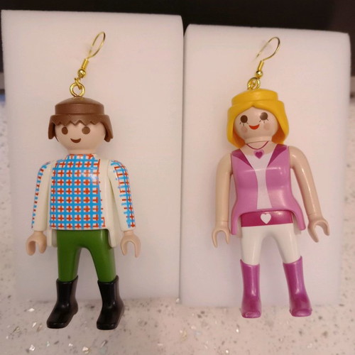 Playmobil earrings!! The Loves!! Hand made!!