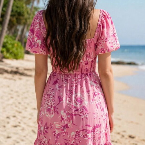 Pink Floral Print Summer Dress Shein like new, size S