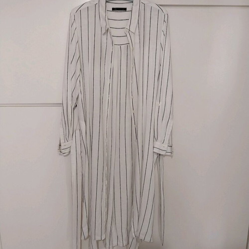 Dress M&S linen striped blue and off white size L/XL like new