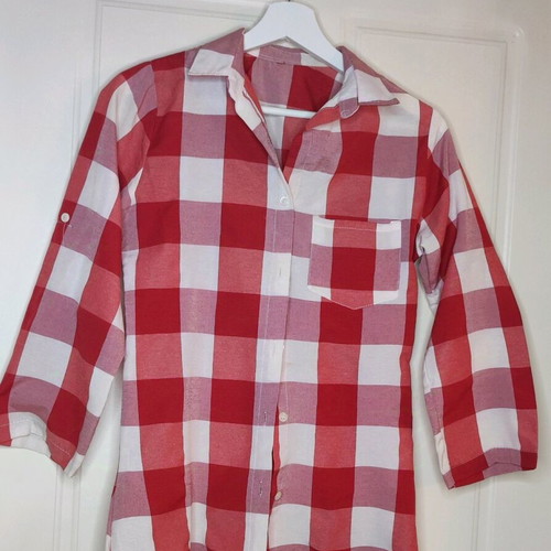 Women's checked shirt new, size S, white and red