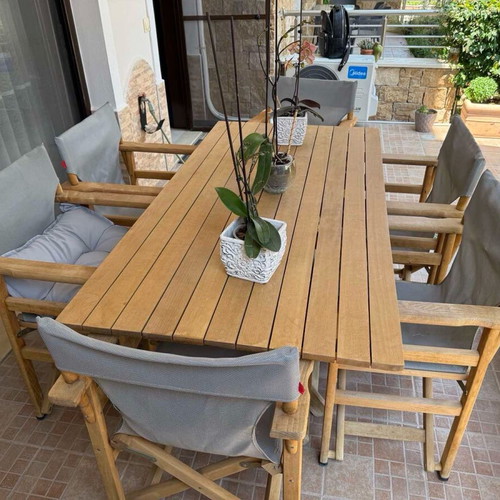 Dining table with six chairs like new, wood, 1.60x0.80 m