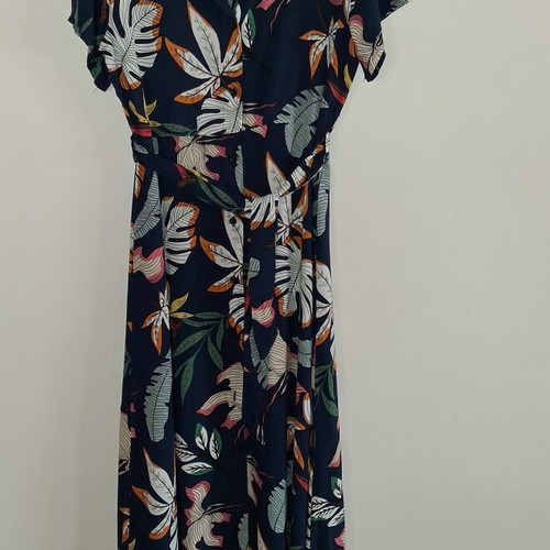 Maxi semizie dress Marlen tropical print dark blue, like new