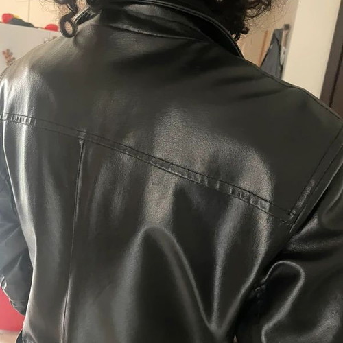 BSB black leather coat size L, slim fit
