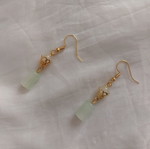 Mint & Gold dangling earrings, handmade