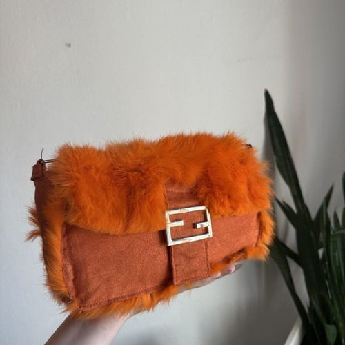 Boho orange fur bag
