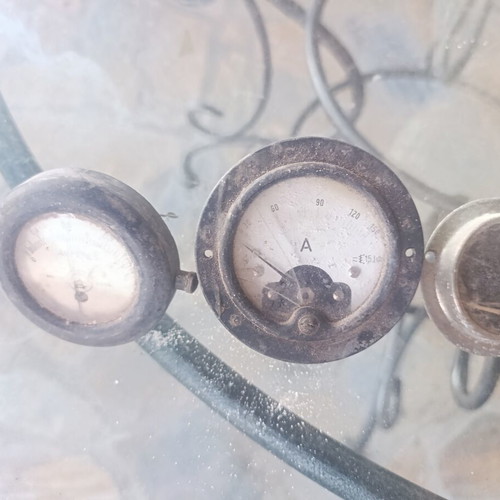 Vintage Analog Measuring Instruments (Ammeters) Used, Pack of 3, Industrial Steampunk Decor