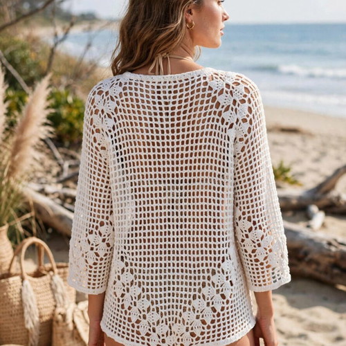 Cotton handmade cardigan by Vana's Woven Waves