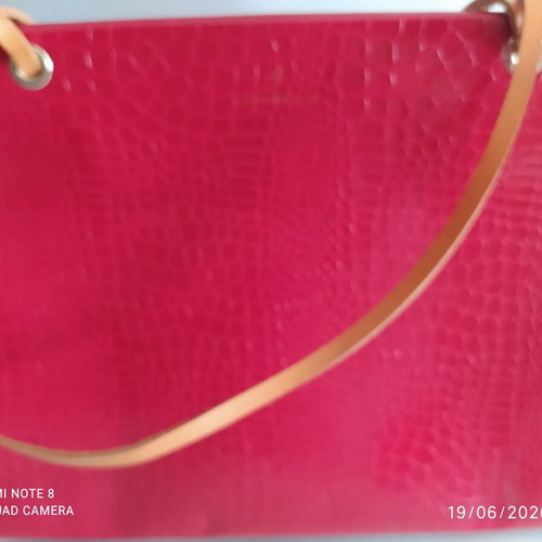 Leporello leather women's bag new, red, 40x30 cm