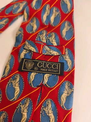 Gucci πολυτελής μεταξωτή vintage γραβάτα καινούργια, μπλε και κόκκινη