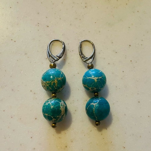 Loisir earrings with turquoise stones like new, summer style