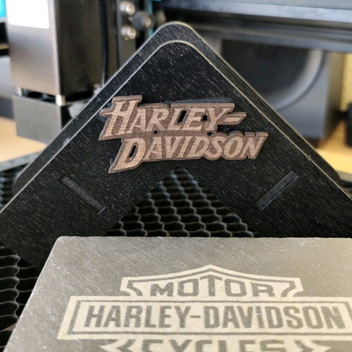 Harley-Davidson coaster set 4 pieces slate with wooden base