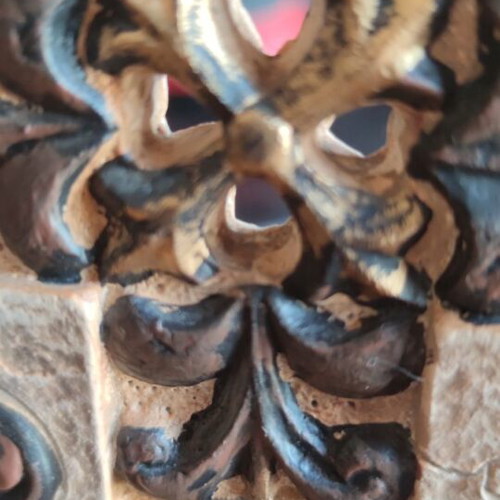 Decorative table candle holder with embossed cross, like new