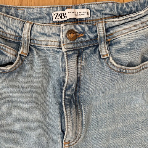 Zara jeans like new, blue faded with slit, size 34