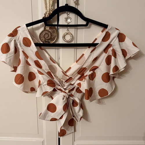 Polka Dot Crop Top S like new, white and brown