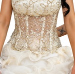 Ivory wedding dress with corset and gold details