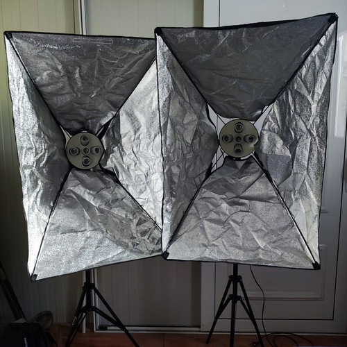 Complete Lighting Set 2x Softbox 60x90cm with Background System