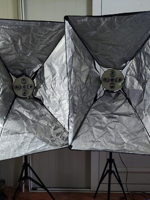 Complete Lighting Set 2x Softbox 60x90cm with Background System