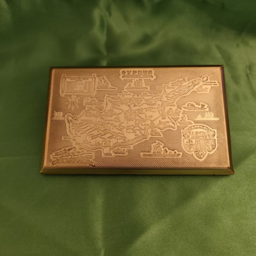 Benlow Weightless Vintage Cigarette Case with Cyprus Map, Like New