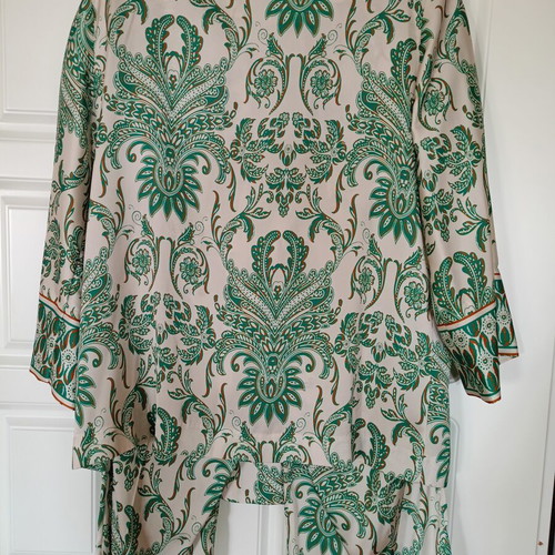Lynne satin-look suit Large like new, spring-summer, white-green