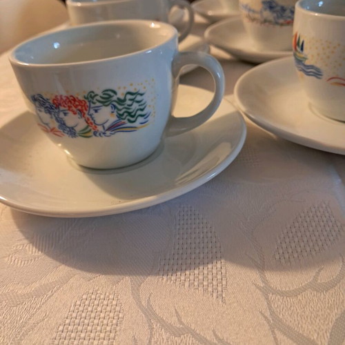 Set of six double coffee cups Lumidhs Stathopoulos collectible new