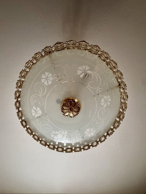 Vintage ceiling light satin glass floral decoration like new