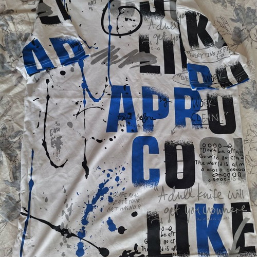 Boys' T-shirt, white and blue, XXL, ages 11-12