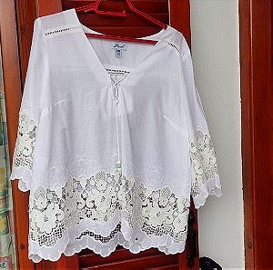 Καλοκαιρινή μπλούζα άσπρο χρώμα με κέντημα forel