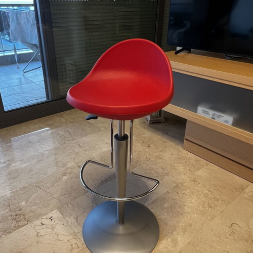 Bar stool red like new, height 88-96.5 cm