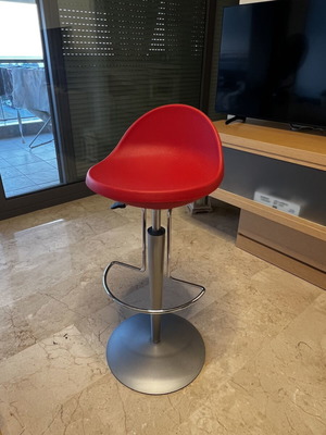 Bar stool red like new, height 88-96.5 cm