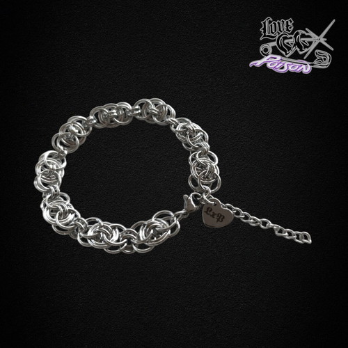 Love X Poison Handmade Stainless Steel Silver Chainmail Bracelet