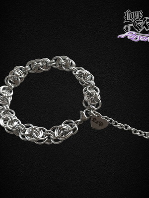 Love X Poison Handmade Stainless Steel Silver Chainmail Bracelet