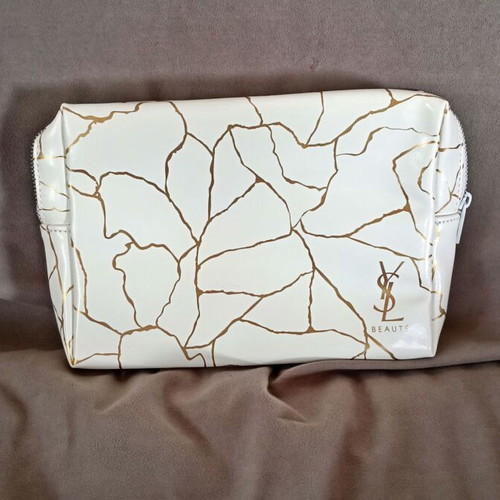 YSL - Yves Saint Laurent cosmetic bag new, white and gold