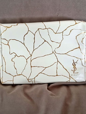 YSL - Yves Saint Laurent cosmetic bag new, white and gold