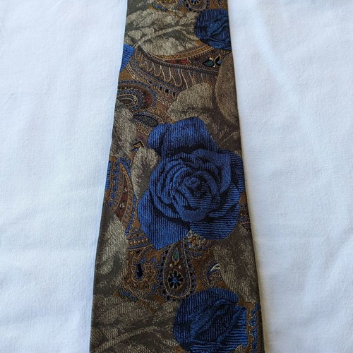 Kenzo tie used, 100% silk blue, gray and gold
