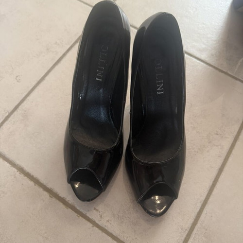 Rollini black peep toe pumps used, platform size 38