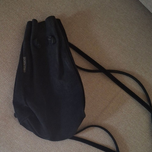 Small backpack bag new blue suede leather