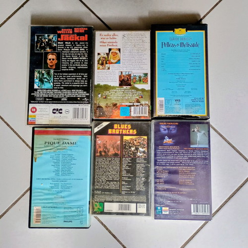 Authentic VHS video cassettes used, pack of 6, vintage