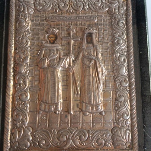 Silver Icon 950 used, Saints Constantine and Helen 15x12 cm
