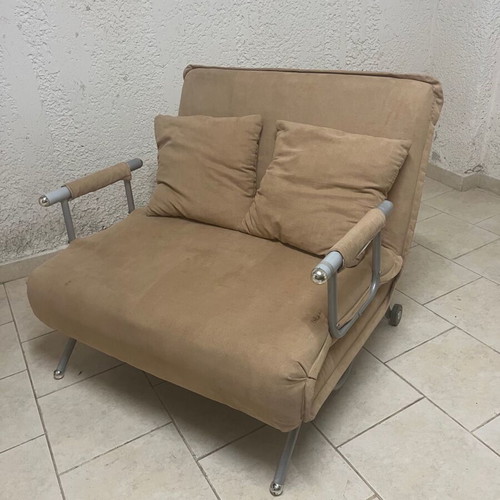 Sofa bed used with two pillows