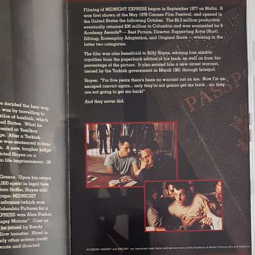 MIDNIGHT EXPRESS - 20th ANNIVERSARY EDITION DVD