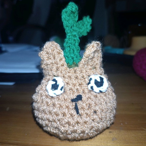 Cat flowerpot knitted handmade small size new