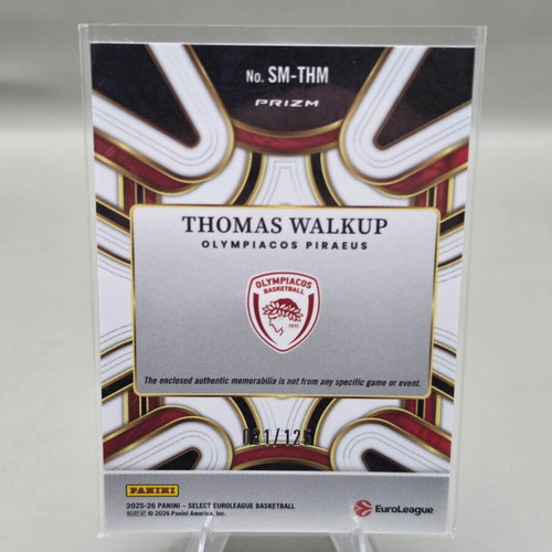 Thomas Walkup Select Memorabilia card 21/125 Panini EuroLeague 2025-26