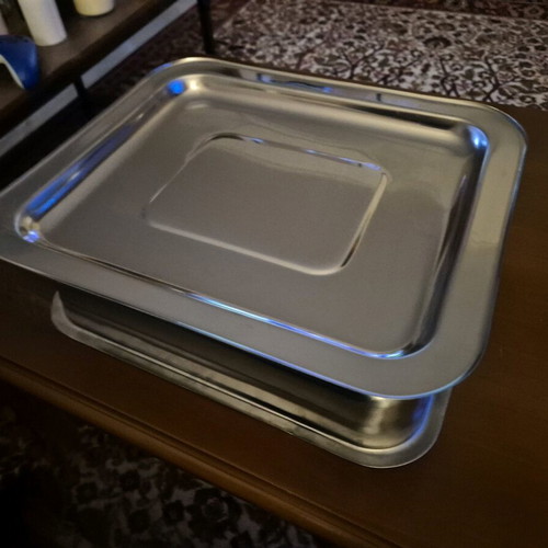 Rectangular baking tray with lid 37x32cm stainless steel AISI 430 new