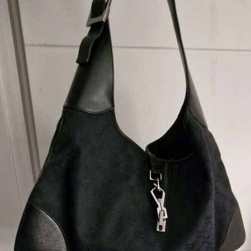 Gucci Jackie vintage shoulder bag black GG canvas