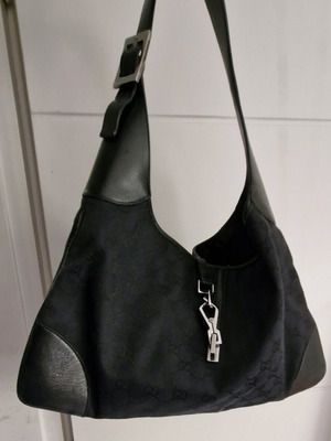 Gucci Jackie vintage shoulder bag black GG canvas