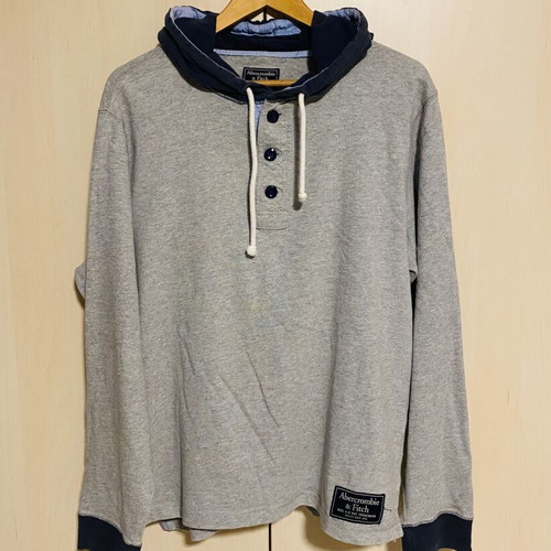 Abercrombie & Fitch hoodie like new, cotton, gray and blue, size L