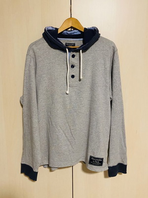 Abercrombie & Fitch hoodie like new, cotton, gray and blue, size L