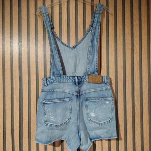 Denim shorts salopette Pull & Bear like new, turquoise, size S