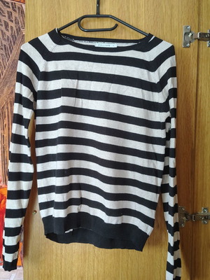 Striped blouse, black and beige, size S
