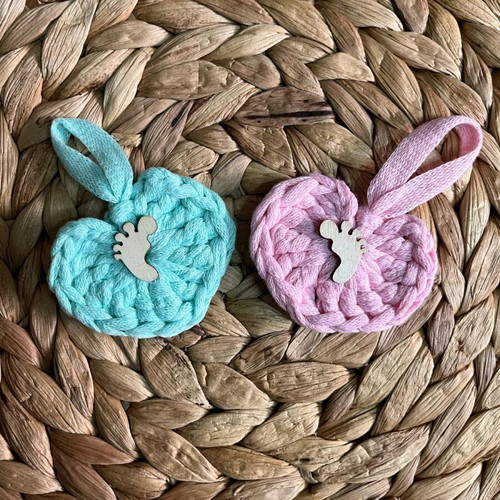 Crochet Heart Keychain with Wooden Element made to order
